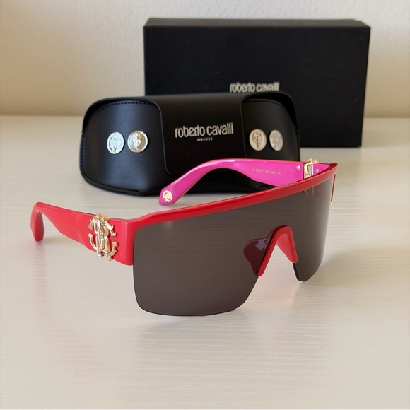 New! Roberto Cavalli Red Sunglasses, SRC037 09RV, Authentic - Picture 4 of 11